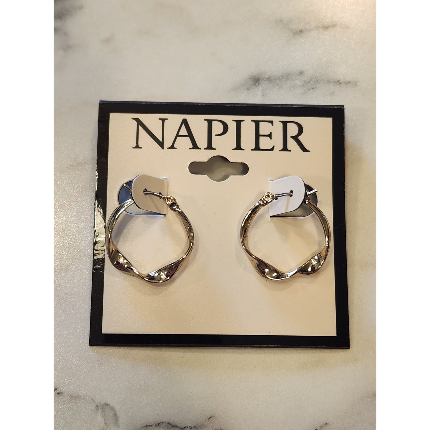 Napier Gold-Tone Twisted Hoop Earrings For Women On Card Elegant Jewelry