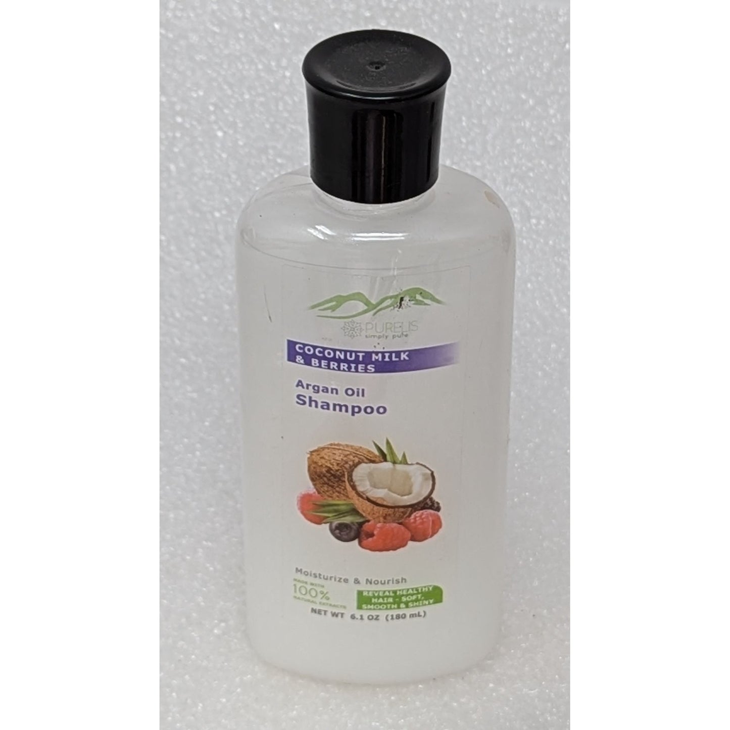 Purelis Coconut Milk & Berries Argan Oil Shampoo 6.1 Oz Moisturize & Nourish