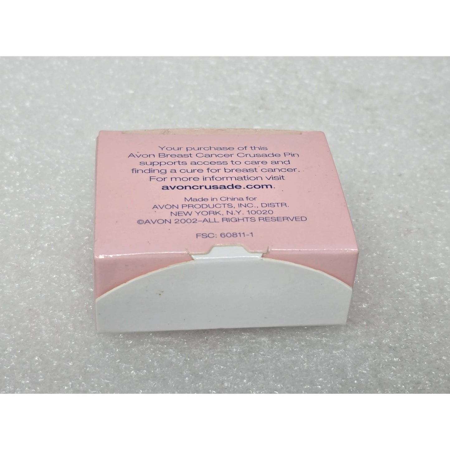 Avon Breast Cancer The Heart of The Crusade Gold Tone & Pink Ribbon Pin With Box