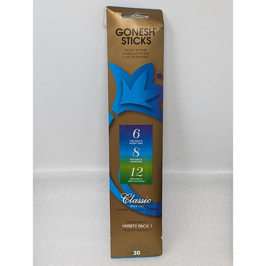 Gonesh Incense Sticks Variety Pack #6 #8 & #12 Scents 30 Sticks