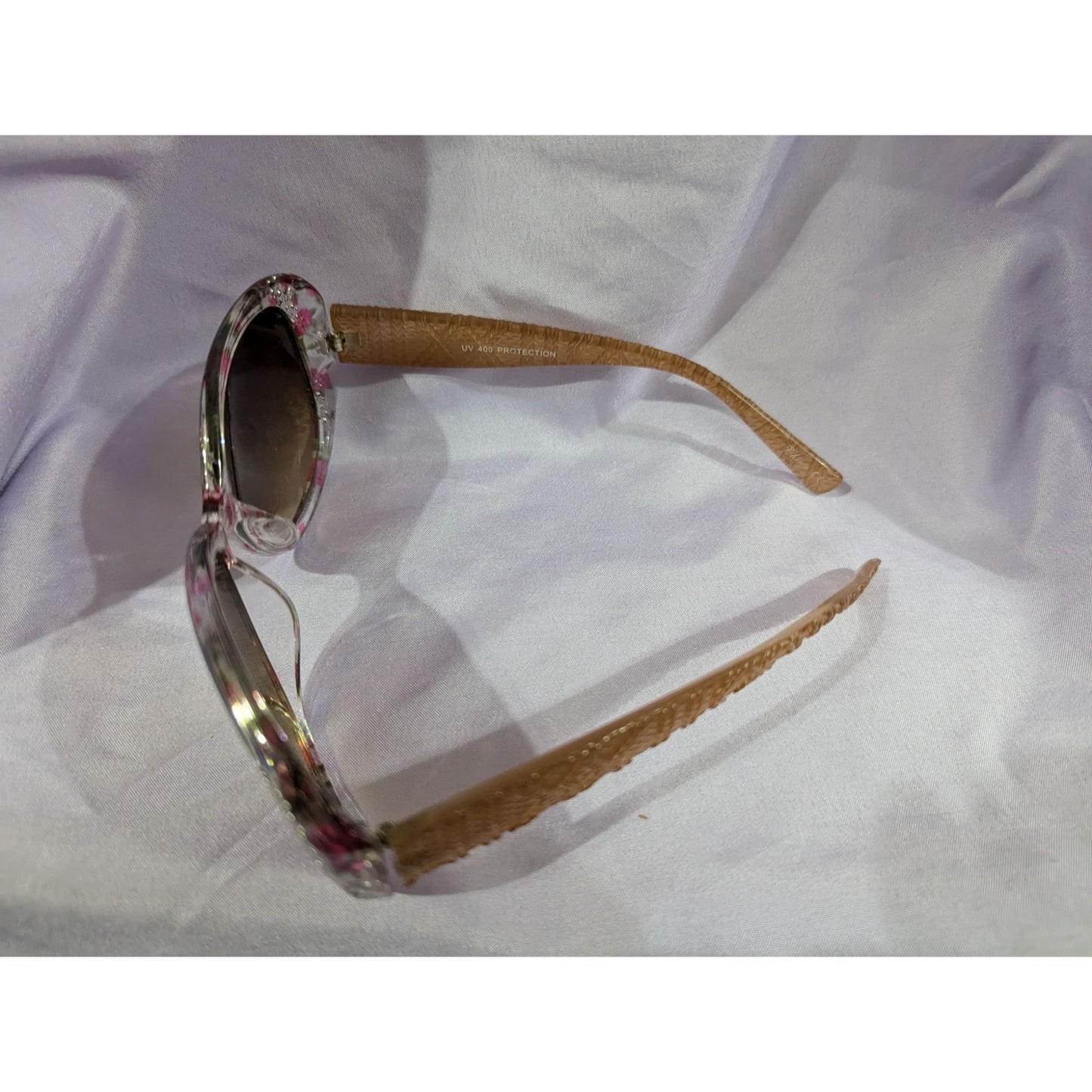 Floral Oversized UV Protection Sunglasses With Brown Gradient Lenses