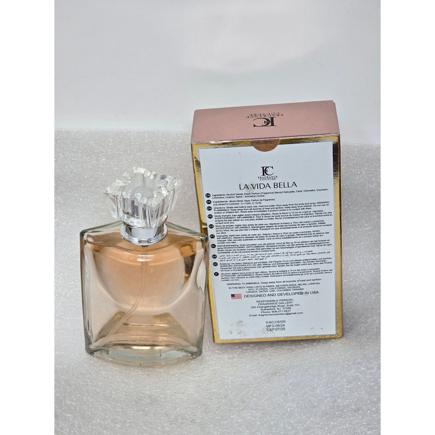 La Vida Bella Eau De Parfum For Women 3.4 Oz. Elegant Fragrance By Fragrance Couture