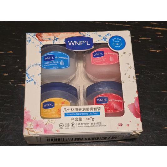 WNPL 4-Piece Lip Therapy Balm Set With Original, Honey, Rose & Sakura Flavors