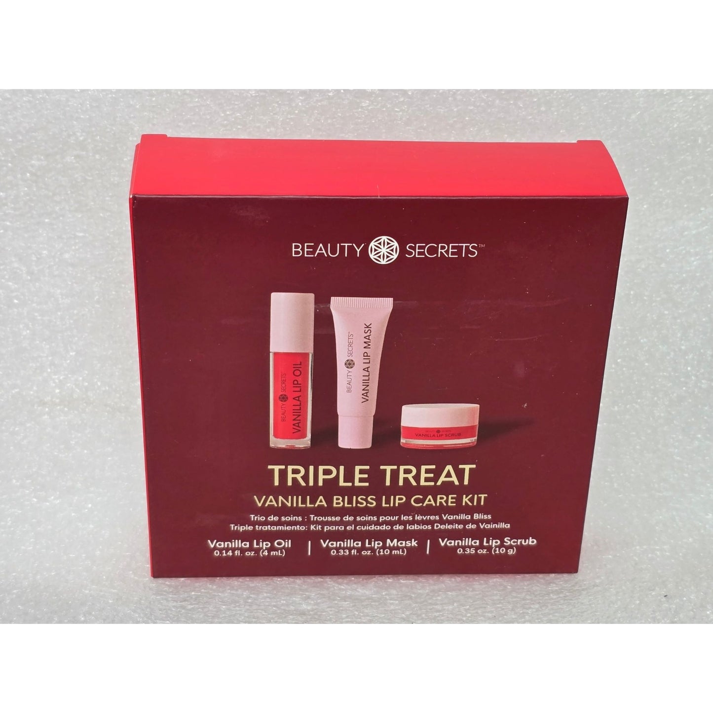 Beauty Secrets Triple Treat Vanilla Bliss Lip Care Kit With Lip Oil Mask & Scrub