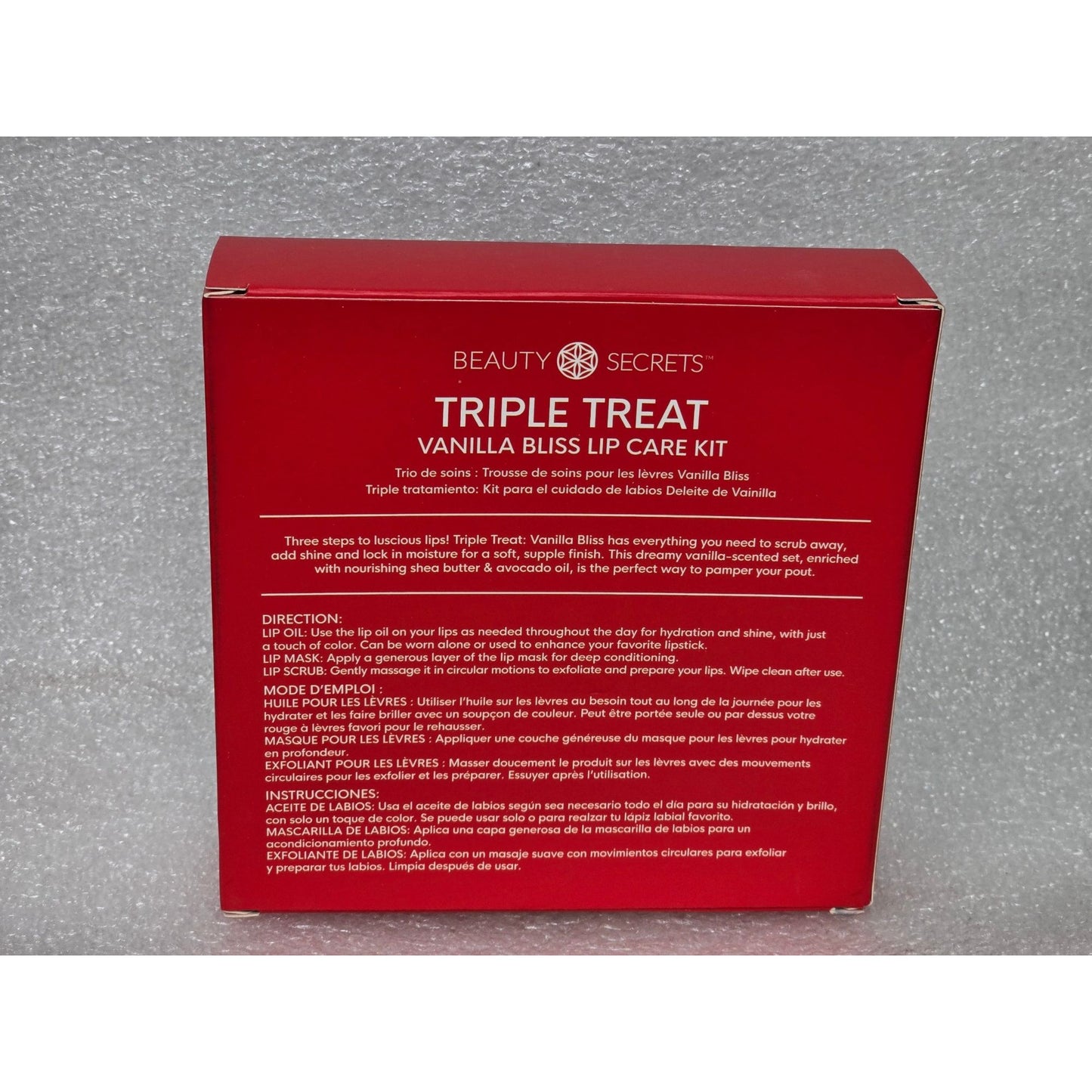 Beauty Secrets Triple Treat Vanilla Bliss Lip Care Kit With Lip Oil Mask & Scrub