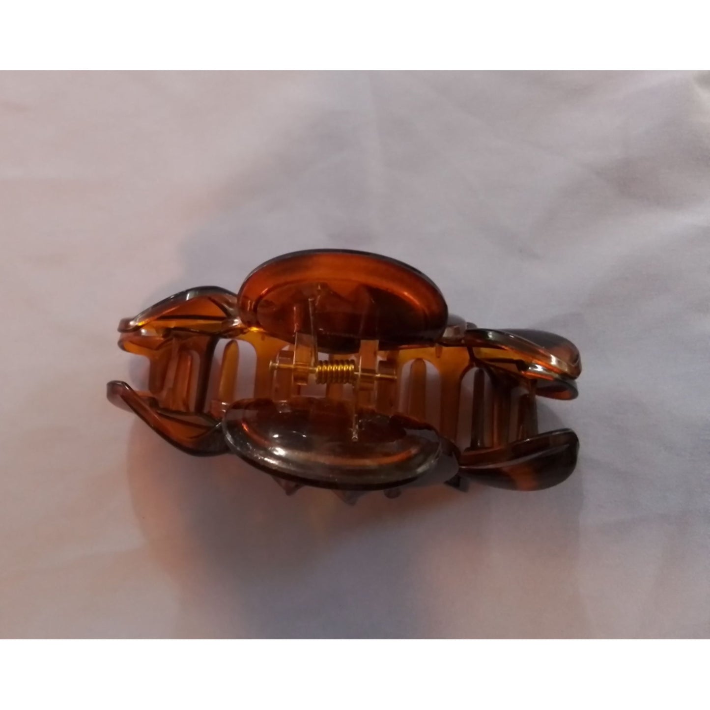 Large Amber Plastic Hair Claw Clip With Floral Design for Thick Hair