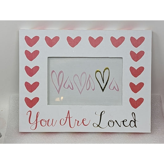 You Are Loved Photo Picture Frame White with Hearts 6X4