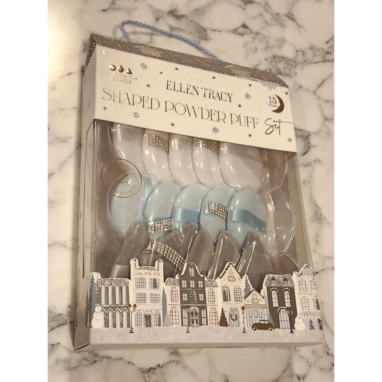 Ellen Tracy Shaped Powder Puff Set 15 Count For Applying Fine Powders