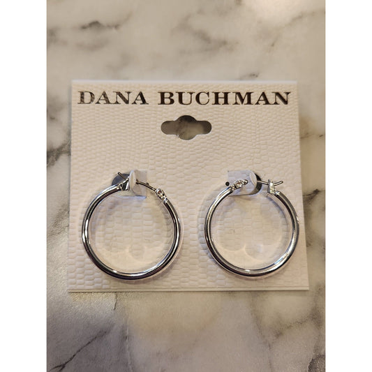 Dana Buchman Silver-Tone Hoop Earrings With Secure Latch Closure