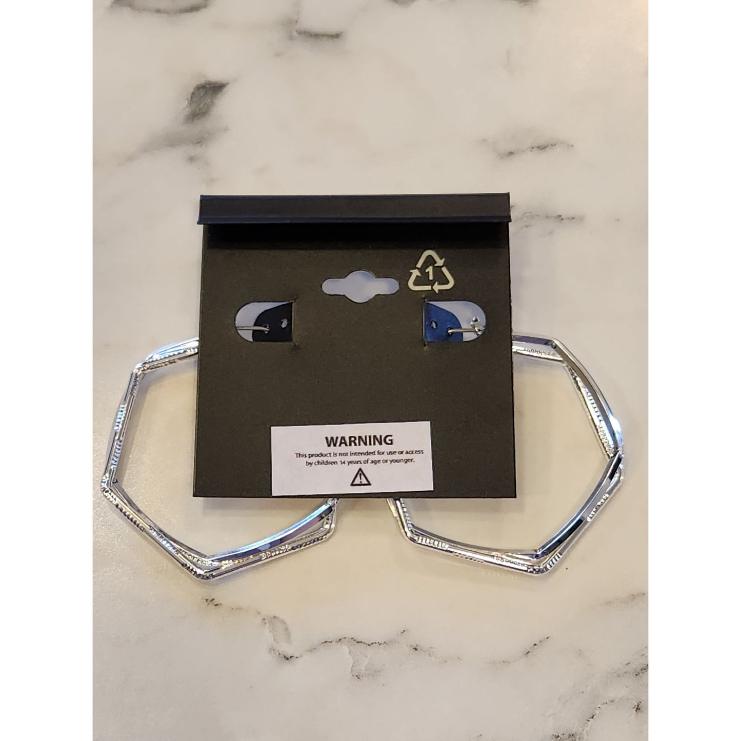 Napier Silver-Tone Geometric Hexagon Hoop Earrings