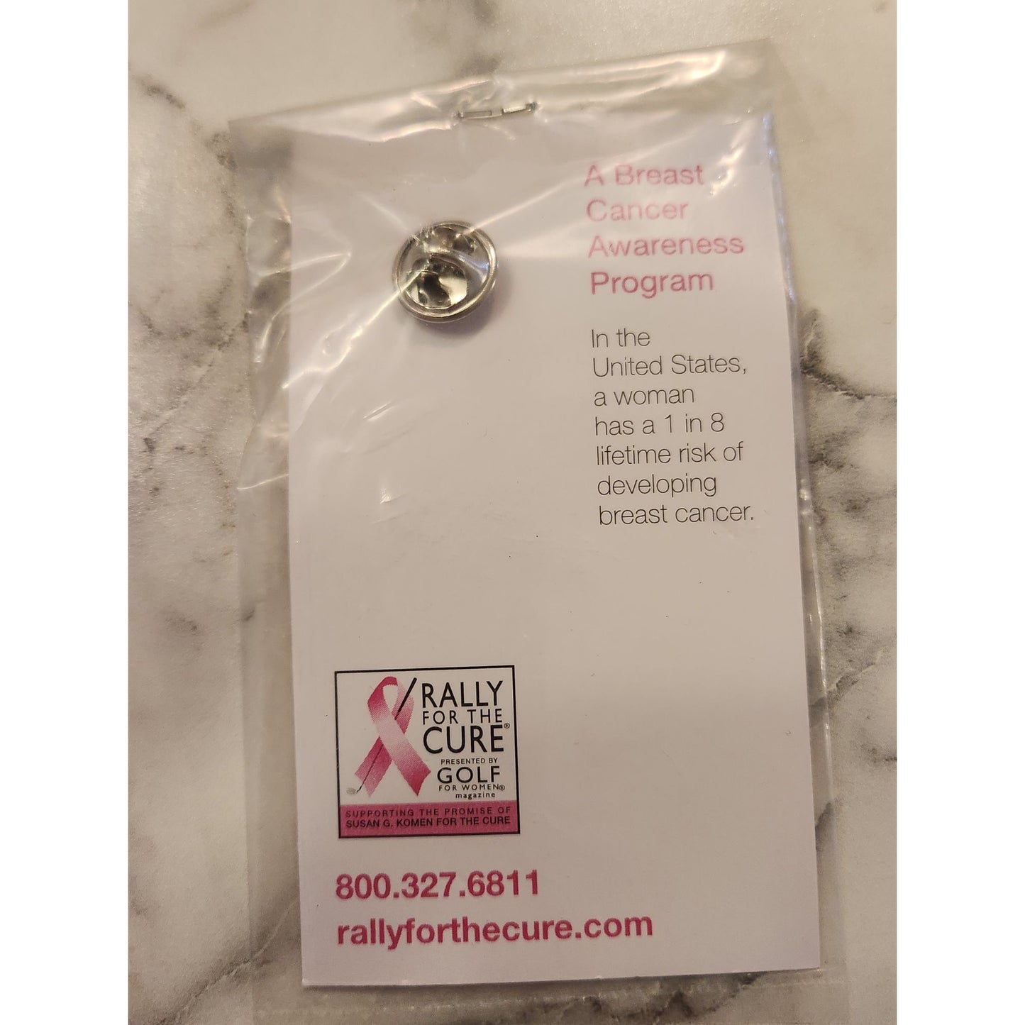 Rally For The Cure Pink Ribbon Golf Pin For Breast Cancer Awareness