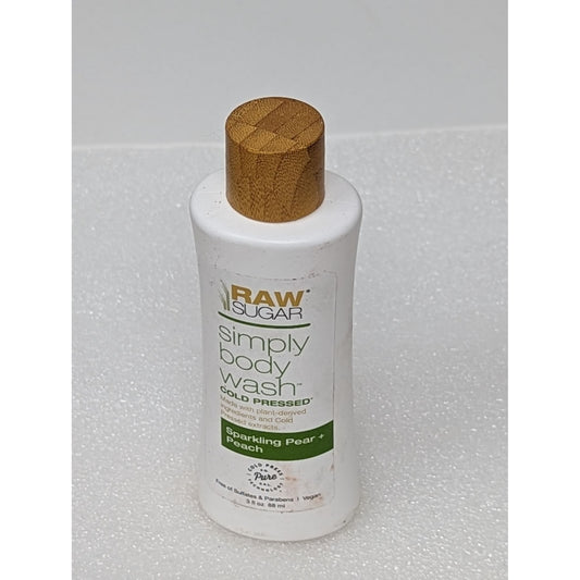 Raw Sugar Simply Body Wash Cold Pressed Sparkling Pea r + Peach 3 oz Travel Size