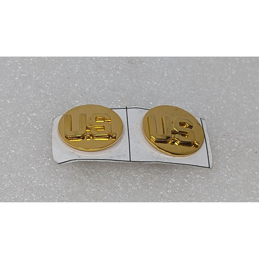 Vintage U.S. Military Collar Insignia Pins Gold Tone Set Of 2