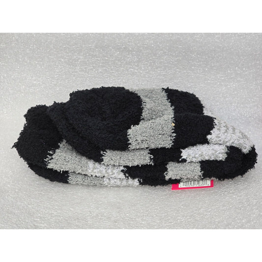 Xhilaration Cozy Crew Socks Black Gray Striped Plush Fuzzy Soft Lounge Socks NWT