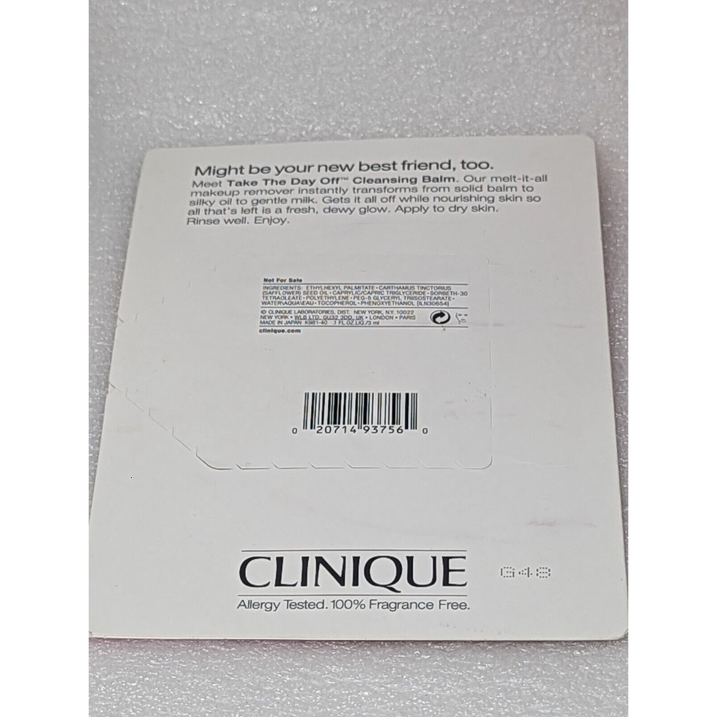 Clinique Take The Day Off Cleansing Balm Sample Card 0.1 oz / 3 ml