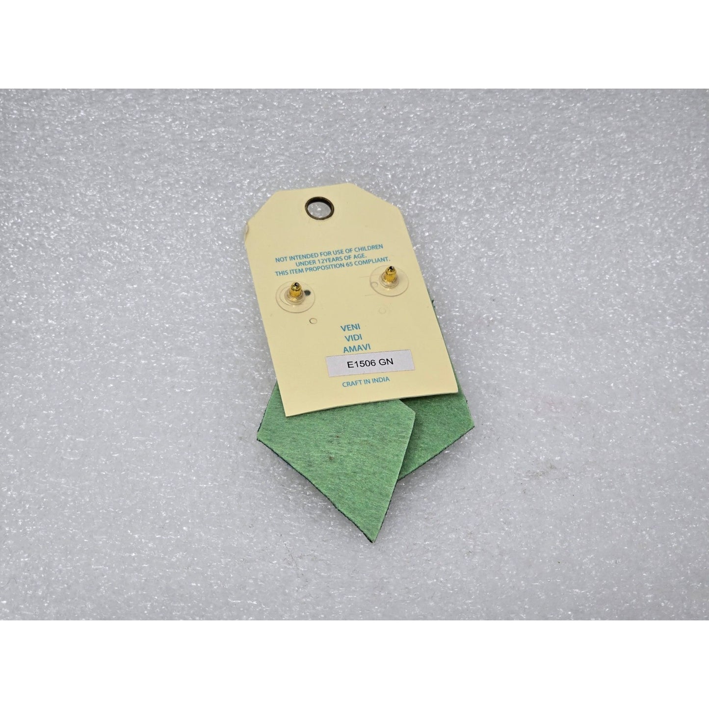 Handcrafted Diamond-Shaped Beaded Drop Earrings By Ciel Green & Blue Geometric
