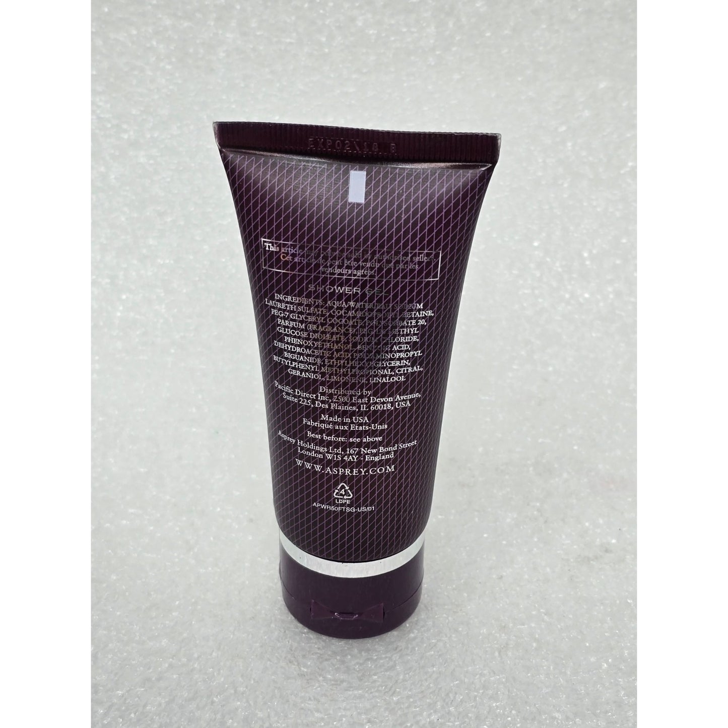 Asprey Londin The Ritz Purple Water Shower Gel 1.7 Fl Oz Travel Size Luxury