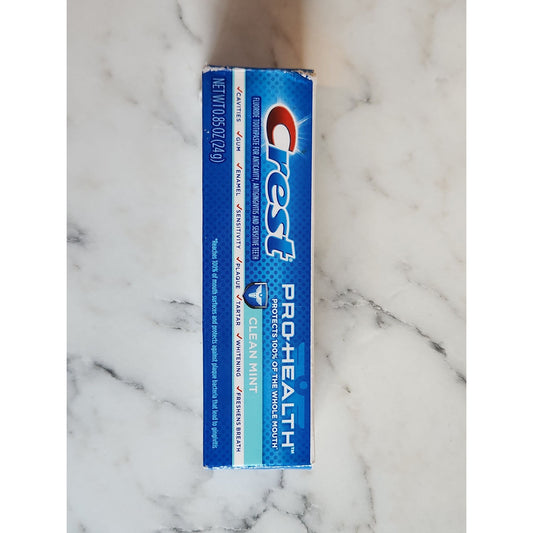 Crest Pro-Health Clean Mint Toothpaste .85 Oz Fluoride Cavity Protection & Whitening