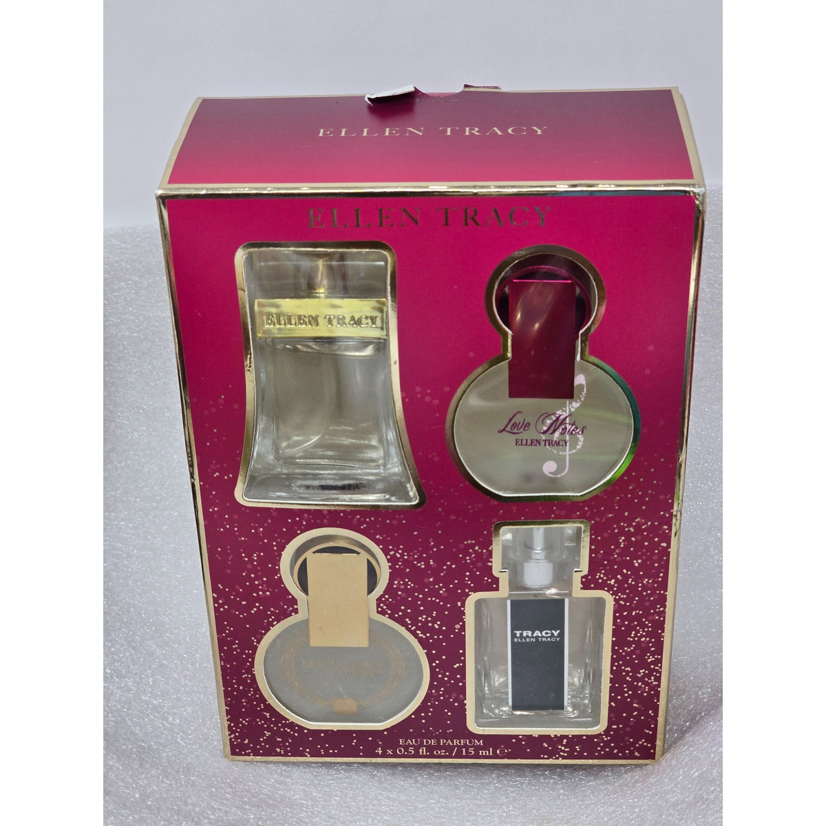 Ellen Tracy 4 Pc Mini Perfume Gift Set Classic Bronze Tracy Love Notes 0.5 oz