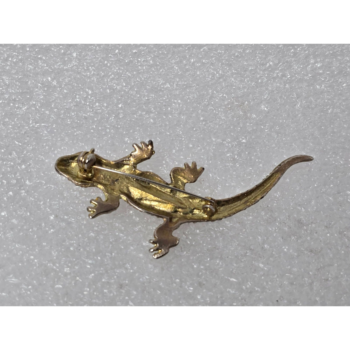 Vintage Gold Tone Lizard Gecko Brooch Multicolor Rhinestone Animal Pin ...