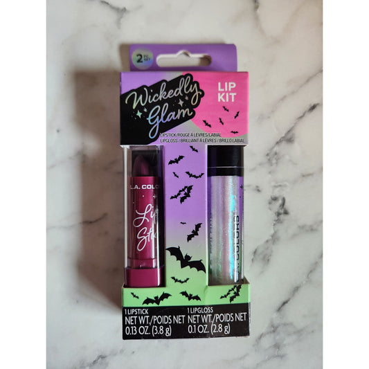 L.A. Colors Wickedly Glam Lip Kit With Lipstick & Lip Gloss