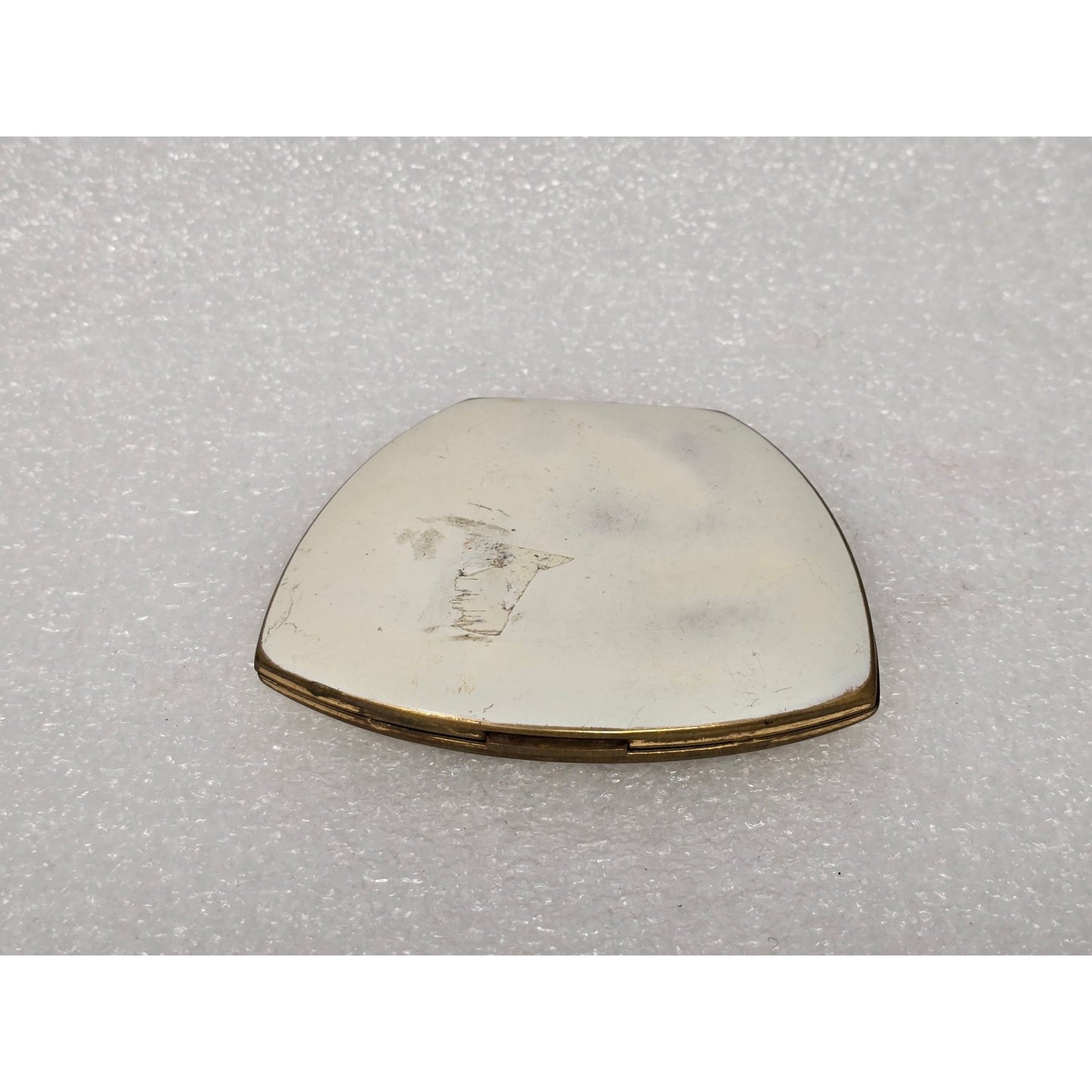 Vintage Elgin American Gold-Tone Compact Mirror Intricate Floral Design USA