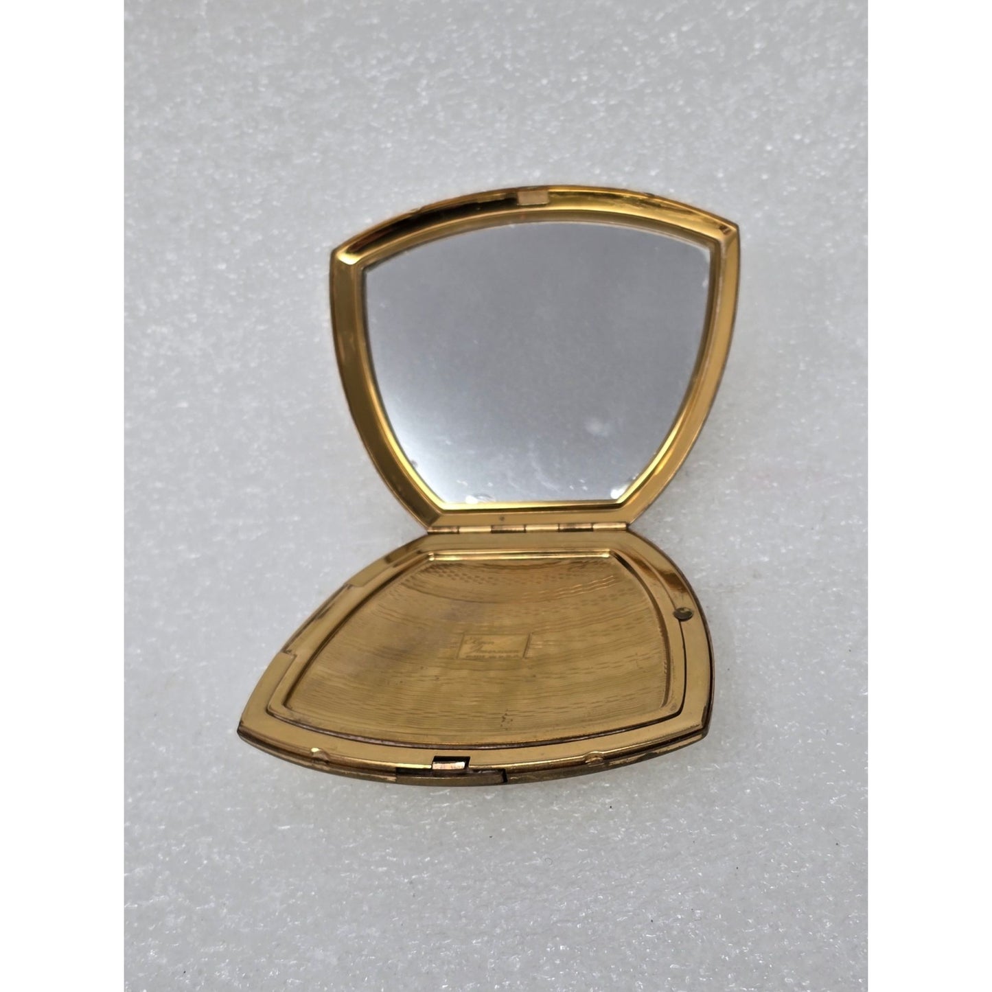 Vintage Elgin American Gold-Tone Compact Mirror Intricate Floral Design USA