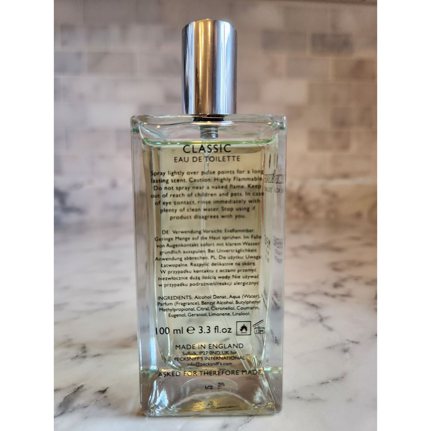 Pecksniffs England Mens Eau De Toilette Classic 100ml Bergamot Leather Musk Fragrance