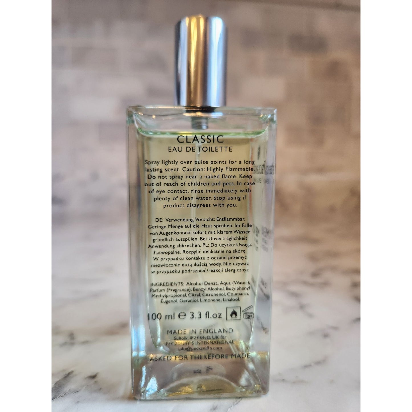 Pecksniffs England Mens Eau De Toilette Classic 100ml Bergamot Leather Musk Fragrance