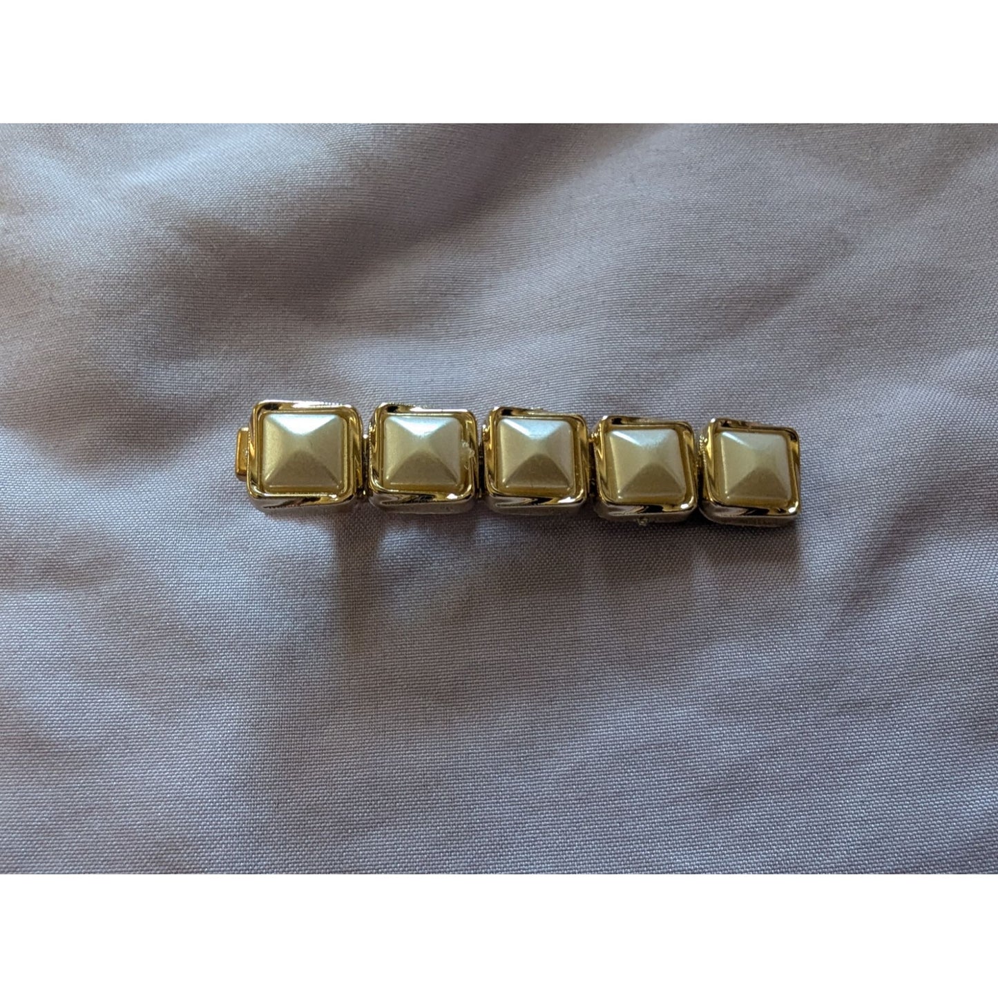 Gold-Tone Rectangular Hair Clip Barrette