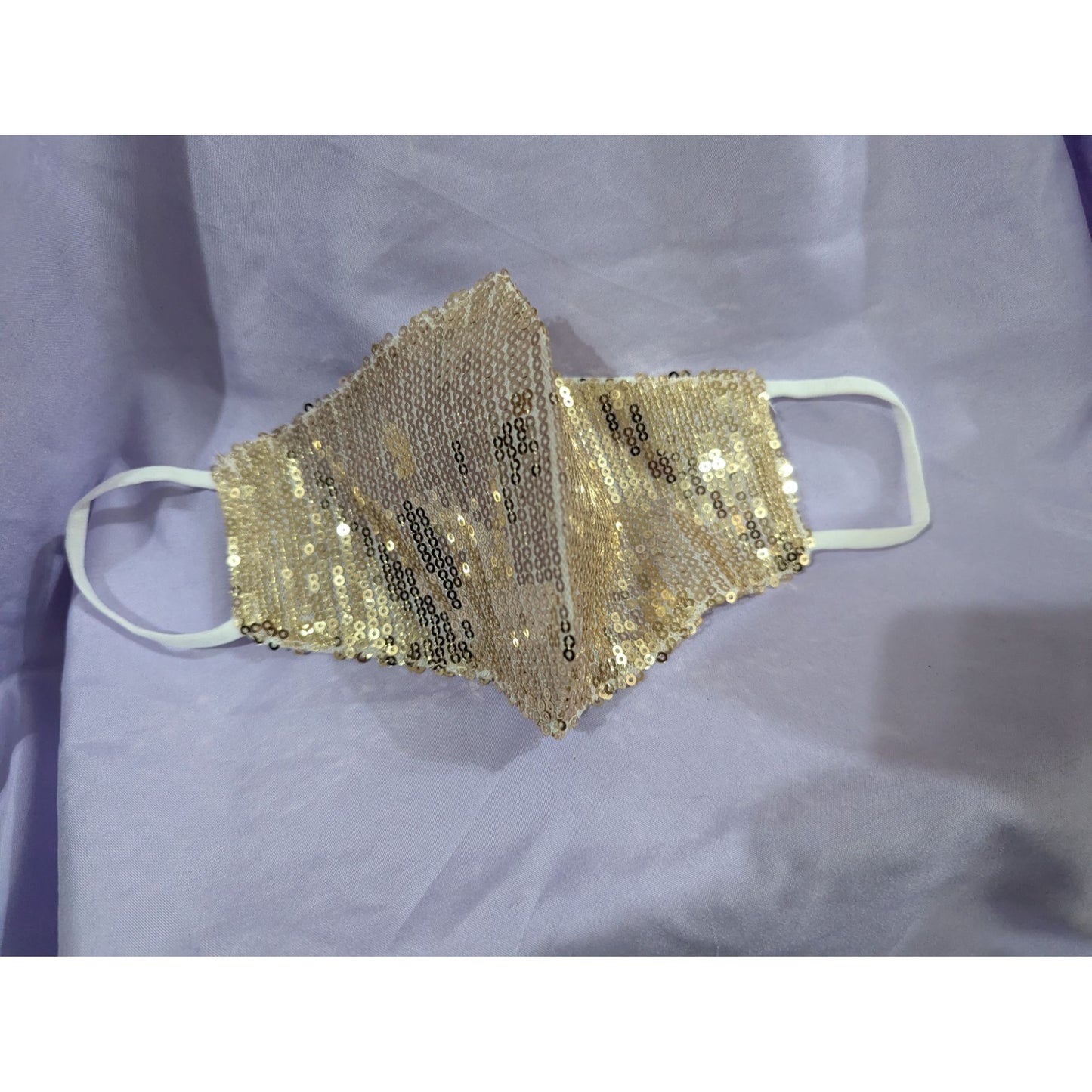 Gold Sequin Fashion Face Mask, Reusable Washable Stylish Glitter Party Mask