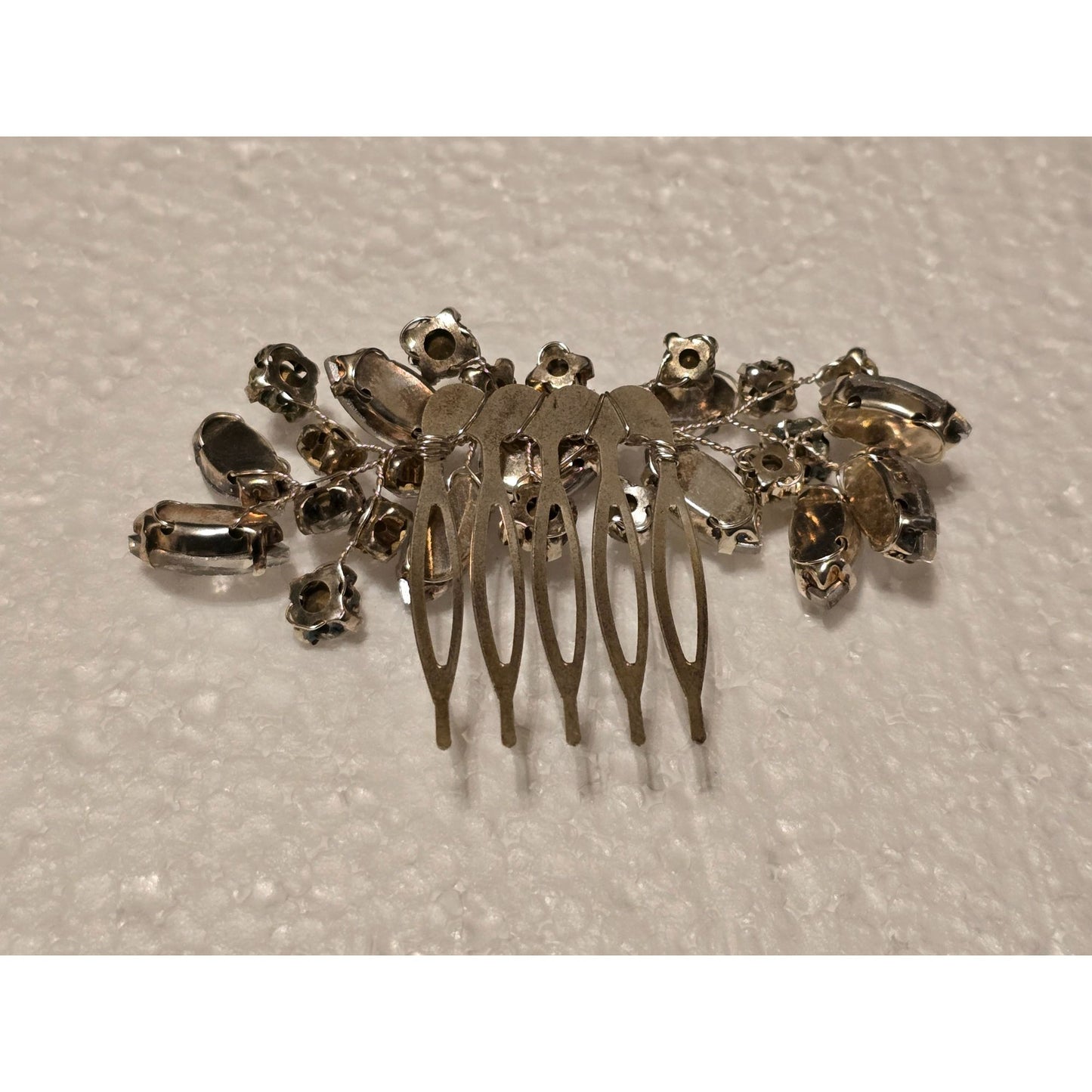 Vintage Crystal Rhinestone Floral Hair Comb Clip Bridal Wedding Accessory