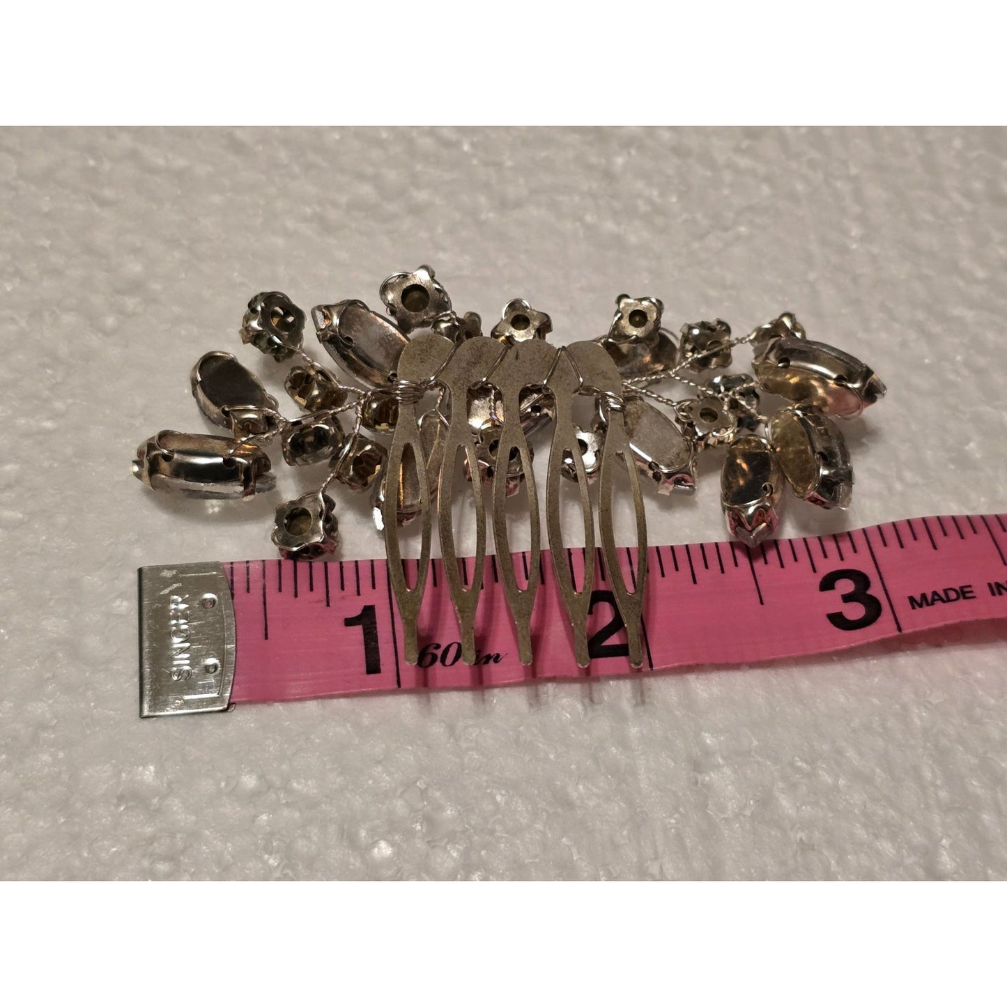 Vintage Crystal Rhinestone Floral Hair Comb Clip Bridal Wedding Accessory