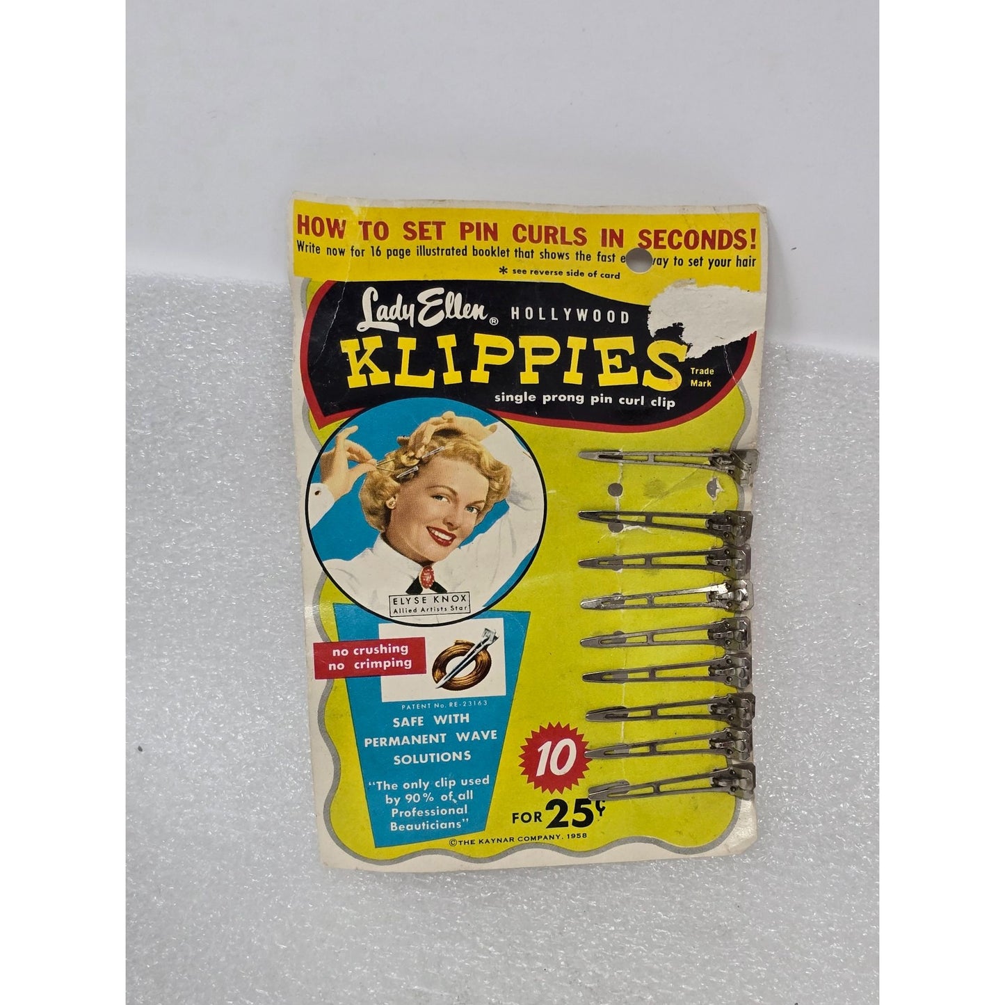 Lady Ellen Hollywood Klippies Single Prong Pin Curl Clips Vintage Pack of 9