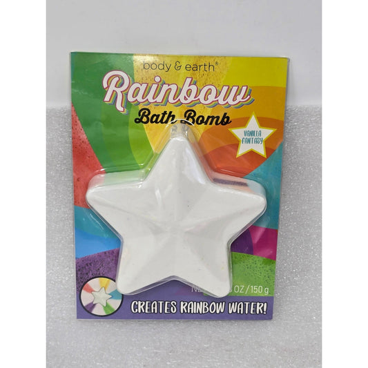 Body & Earth Rainbow Star Bath Bomb Vanilla Fantasy 5.3 Oz Creates Rainbow Water