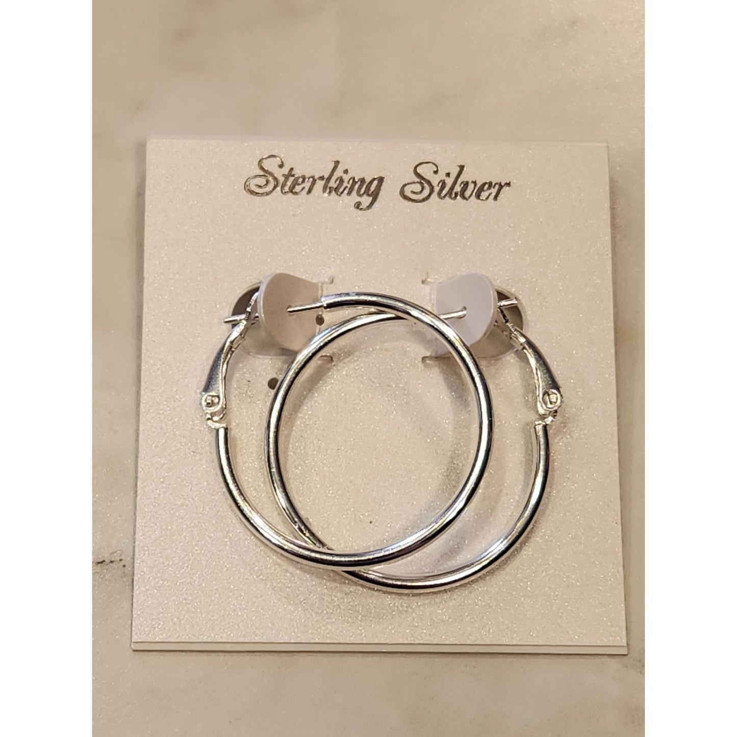 Sterling Silver Hoop Earrings With Secure Hinged Clasp Design For Women