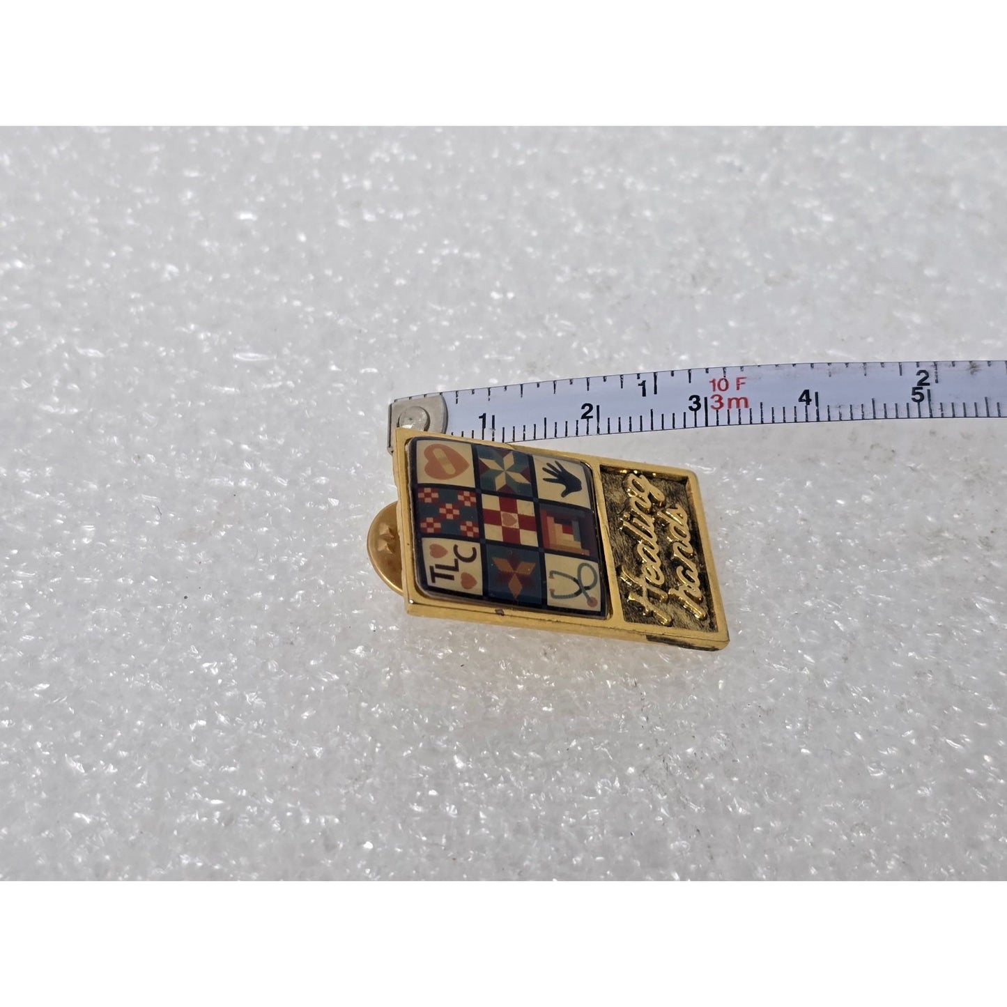 Healing Hands Roman Inc. Gold-Tone Pin With Quilt & Heart Design