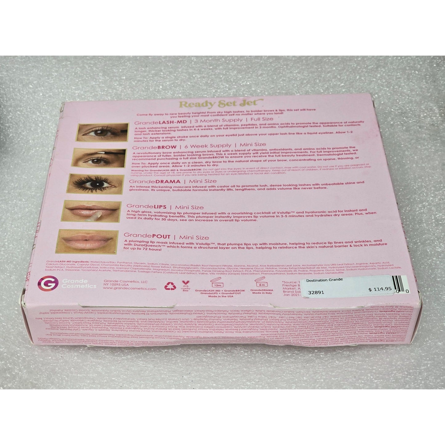 Grande Cosmetics Ready Set Jet! 5-Pc Lip Lash & Brow Enhancing Serum Set