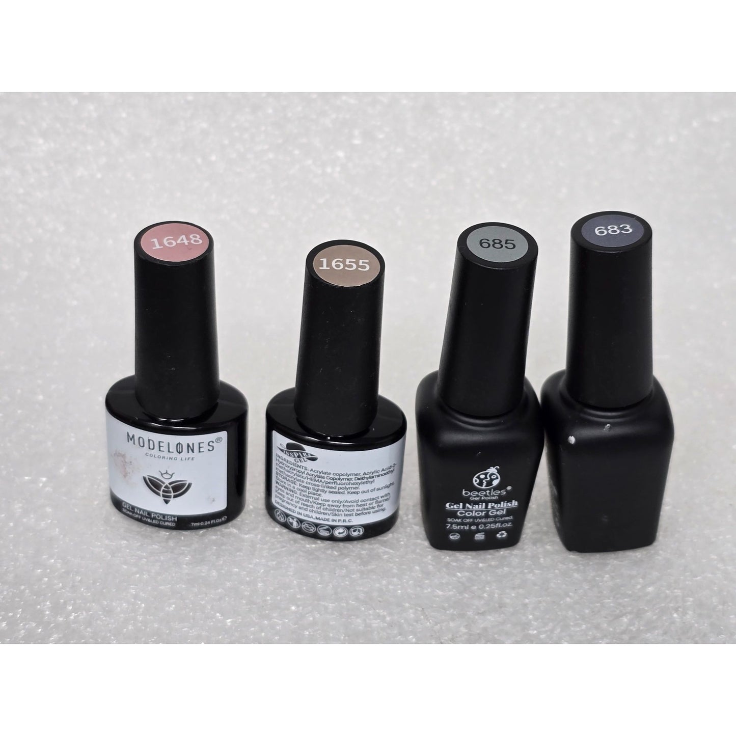 Modelones & Beatles Gel Nail Polish Set of 4 four shades 1648, 1655, 685, 683