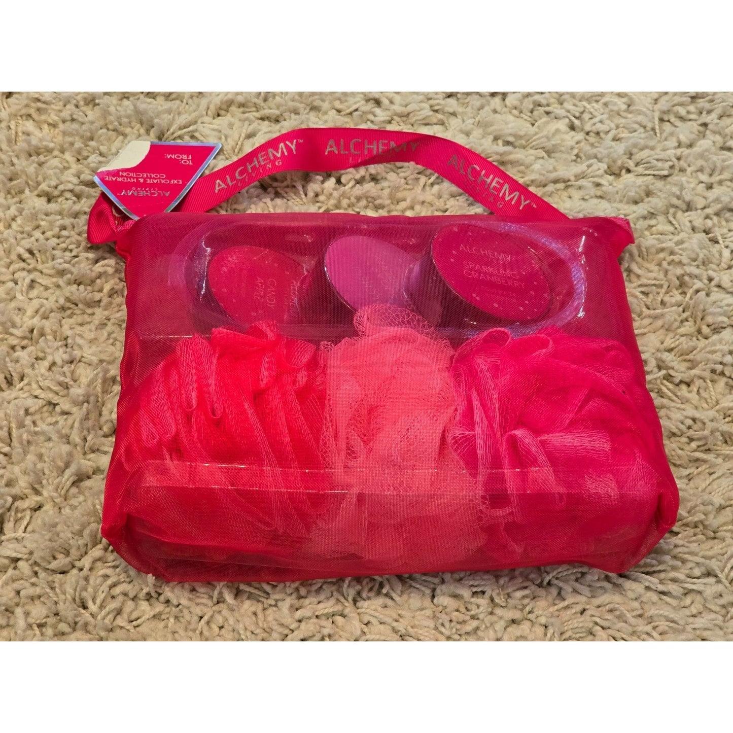 Alchemy Living Exfoliate & Hydrate Collection Body Butter Gift Set w/ Poufs & Bag