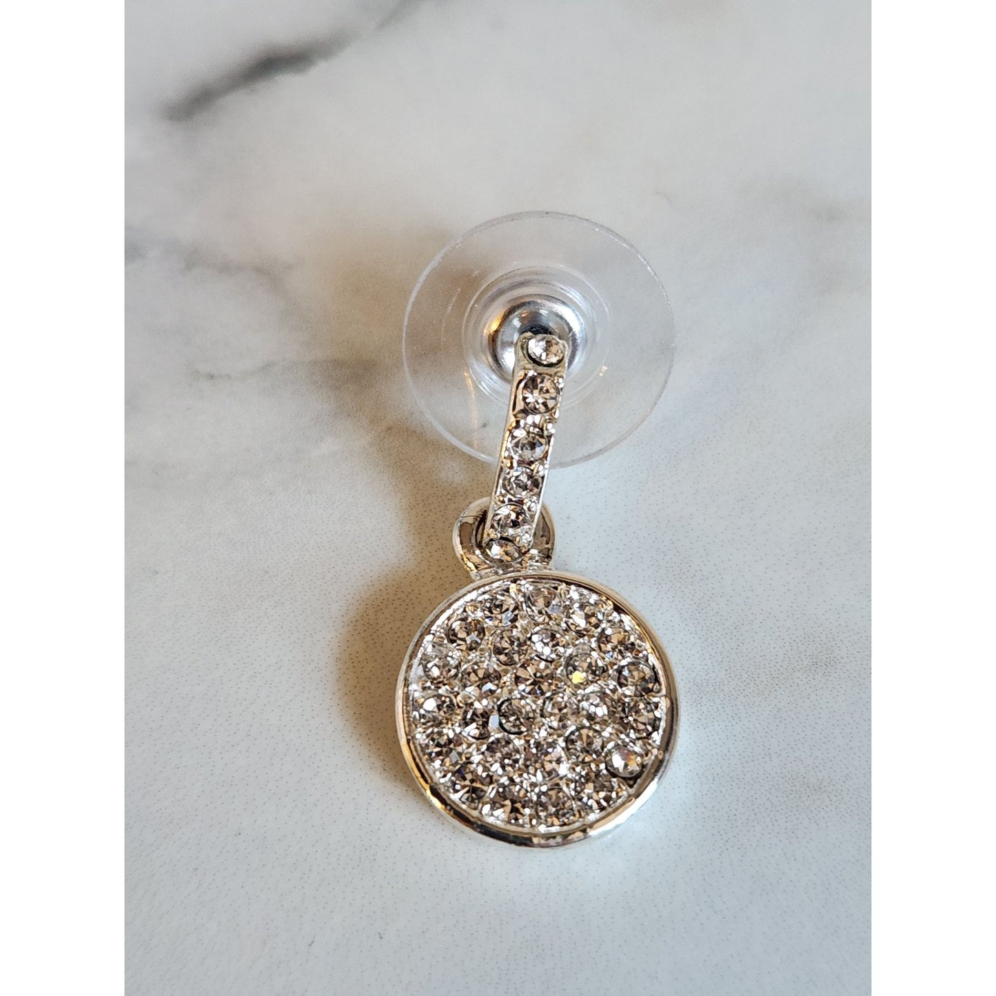 Napier Silver-Tone Crystal Pave Round Drop Earrings