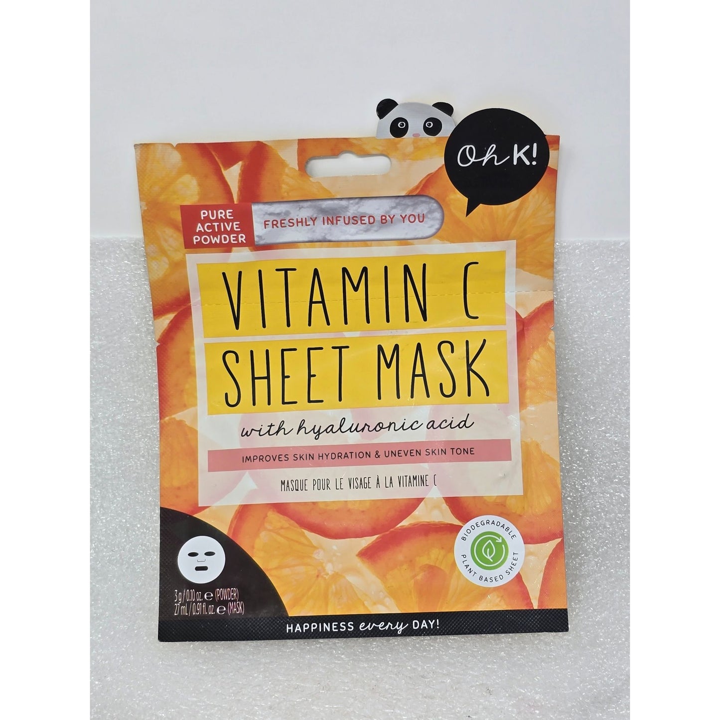 Oh K! Vitamin C Sheet Mask With Hyaluronic Acid  Improves Skin Hydration