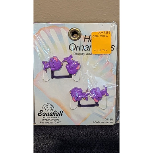Vintage Seashell Accessories International Hair Ornaments Purple Hair Elastics