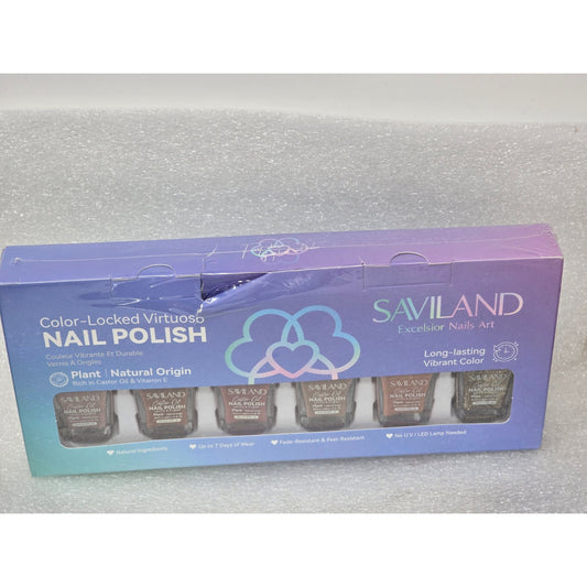 Saviland Color Locked Virtuoso Nail Polish Set of 6 Plant-Based Long-Lasting