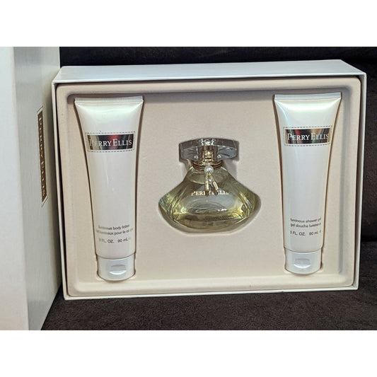 Perry Ellis Womens Perfume Gift Set Eau De Parfum Spray Body Lotion & Shower Gel