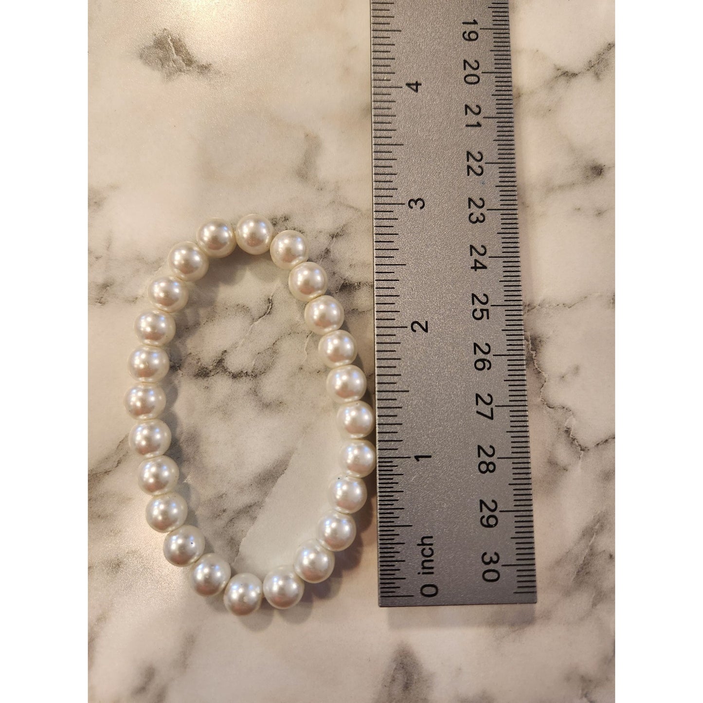 Elegant White Faux Pearl Stretch Bracelet