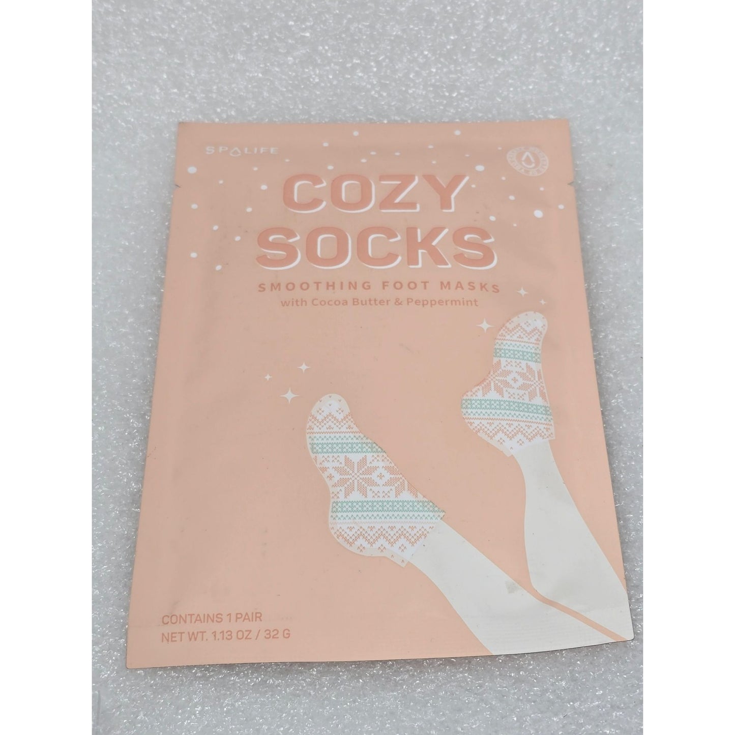 SpaLife Cozy Socks Smoothing Foot Masks with Cocoa Butter & Peppermint - 1 Pair (32 g)