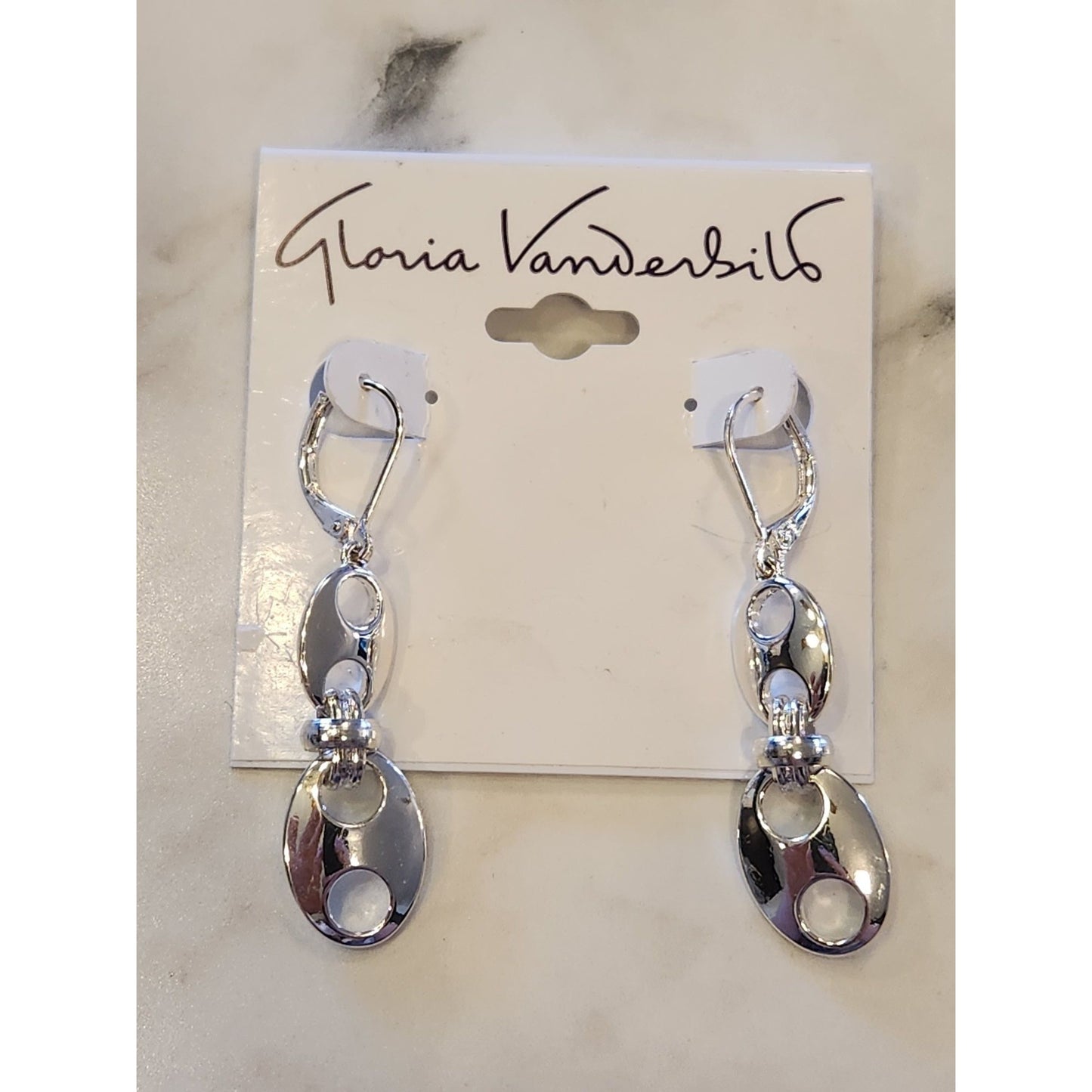 Gloria Vanderbilt Silver-Tone Oval Drop Earrings With Leverback Closure