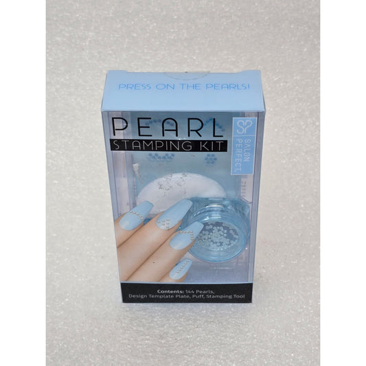 Salon Perfect Pearl Stamping Kit For Nail Art Design Template Plate Puff & Tool