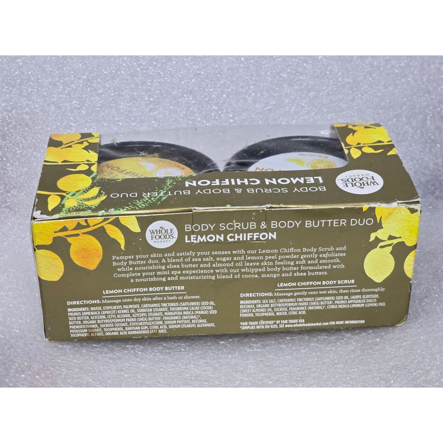 Whole Foods Lemon Chiffon Body Scrub & Body Butter Duo Exfoliating Moisturizing
